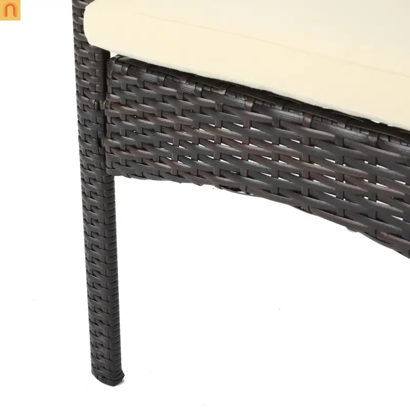 Outdoor Dining Chair PE Rattan Iron Brown Beige Cushion Set of 2
