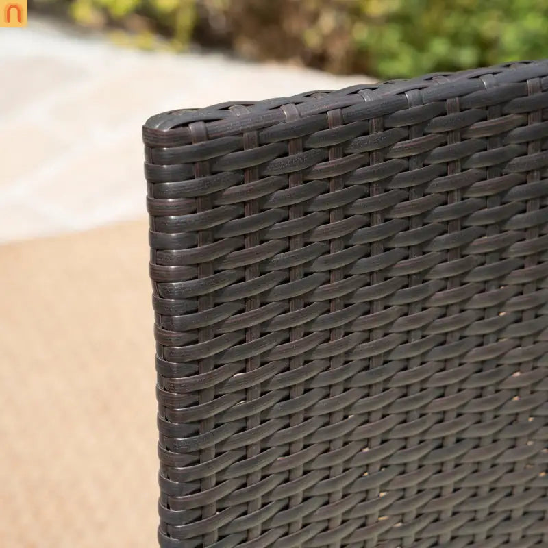Outdoor Dining Chair PE Rattan Iron Brown Beige Cushion Set of 2