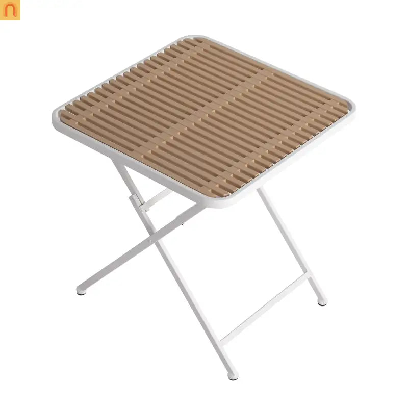 Outdoor Dining Set PP Plastic Striped Beige Orange 5 Piece Folding Table
