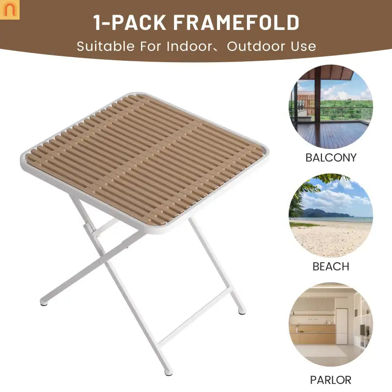 Outdoor Dining Set PP Plastic Striped Beige Orange 5 Piece Folding Table