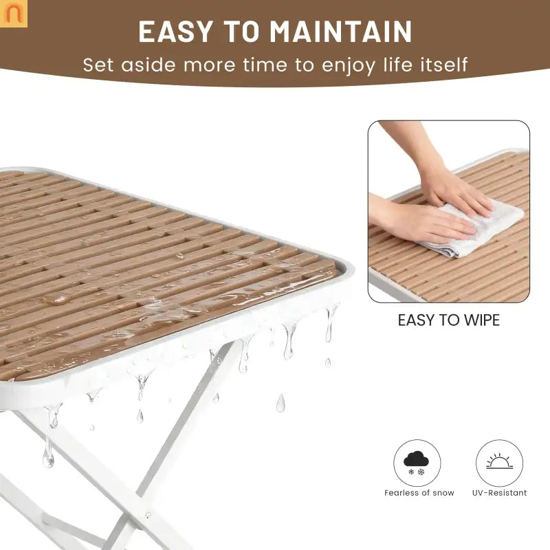 Outdoor Dining Set PP Plastic Striped Beige Orange 5 Piece Folding Table