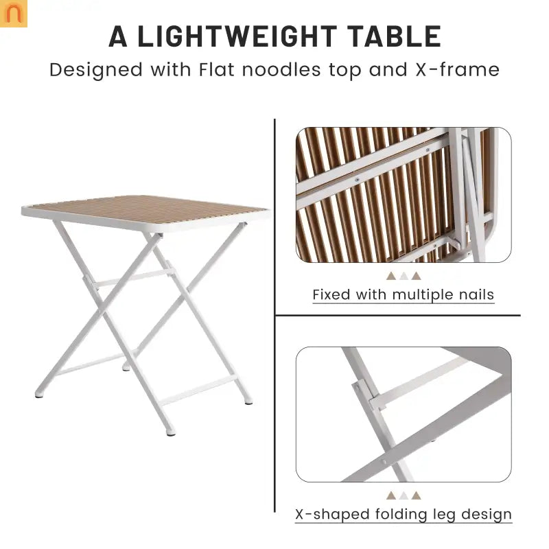 Outdoor Dining Set PP Plastic Striped Beige Orange 5 Piece Folding Table