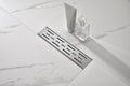 12" Linear Shower Drain Stainless Steel Brick Pattern Grate
