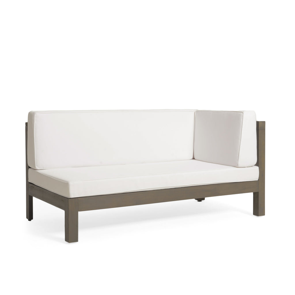 Outdoor Sectional Set Acacia Wood White V-Shape 4 Piece 600 LB