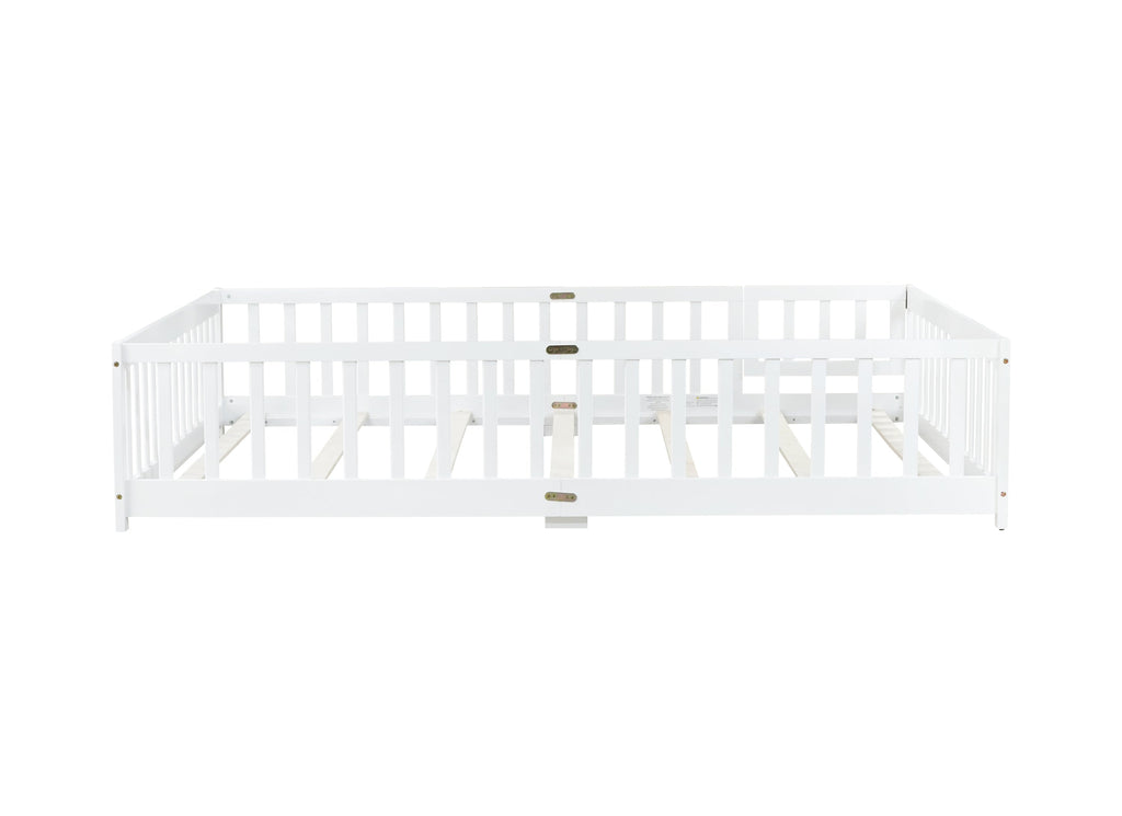 Queen Size Floor Bed with Safety Guardrails and Door