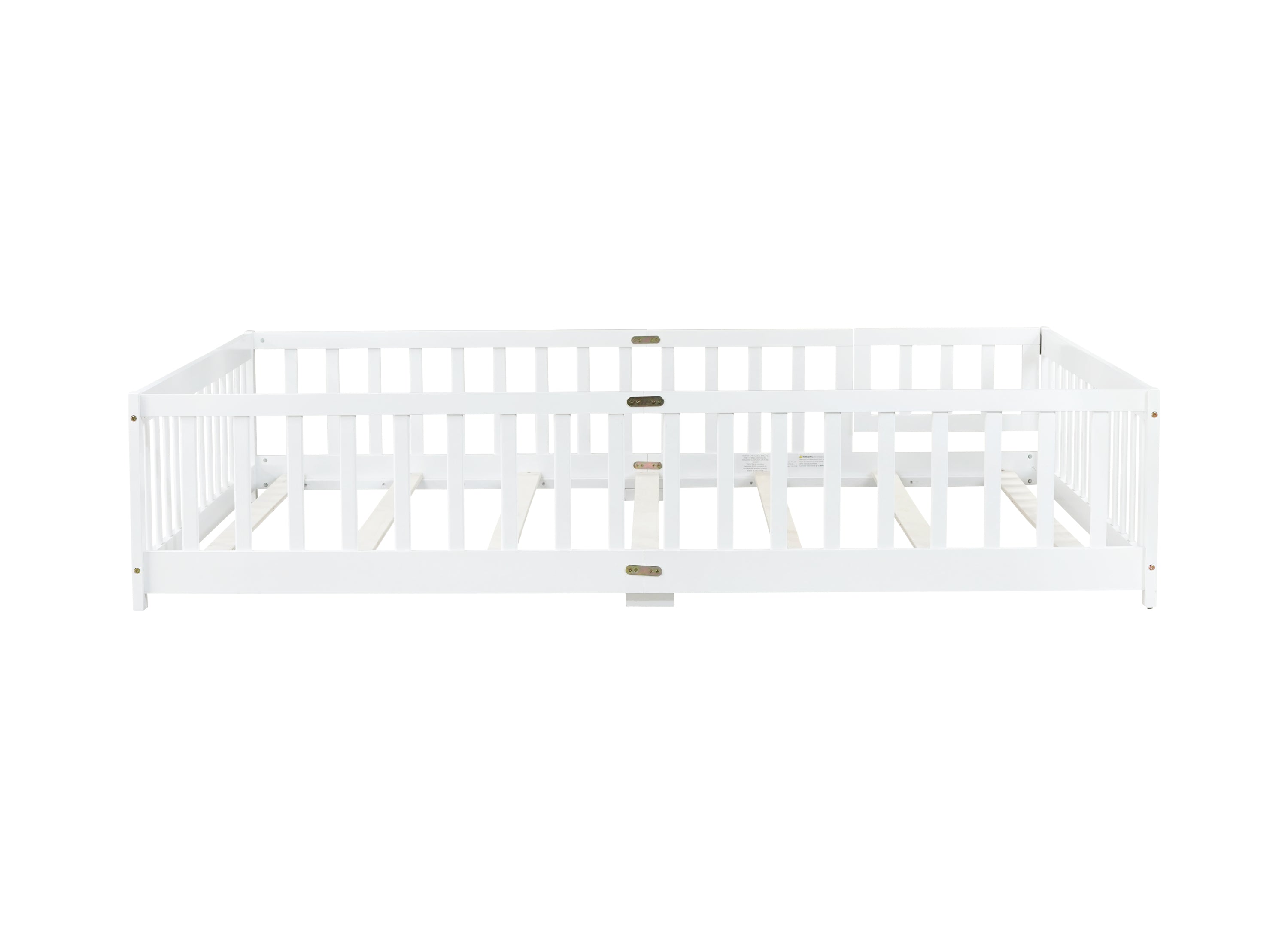 Queen Size Floor Bed with Safety Guardrails and Door