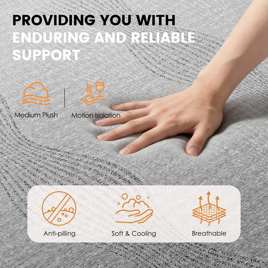 King Size 10 Inch Memory Foam Mattress, Cooling Breathable