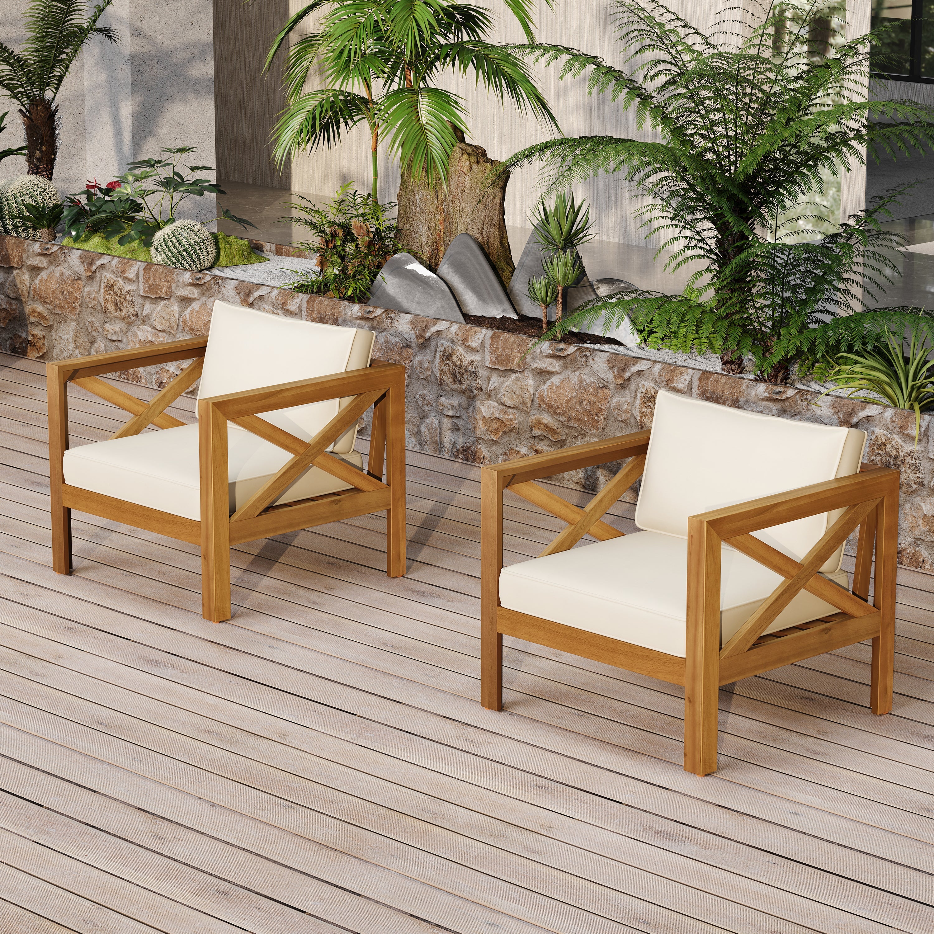3 Piece Outdoor Conversation Set Acacia Wood Teak