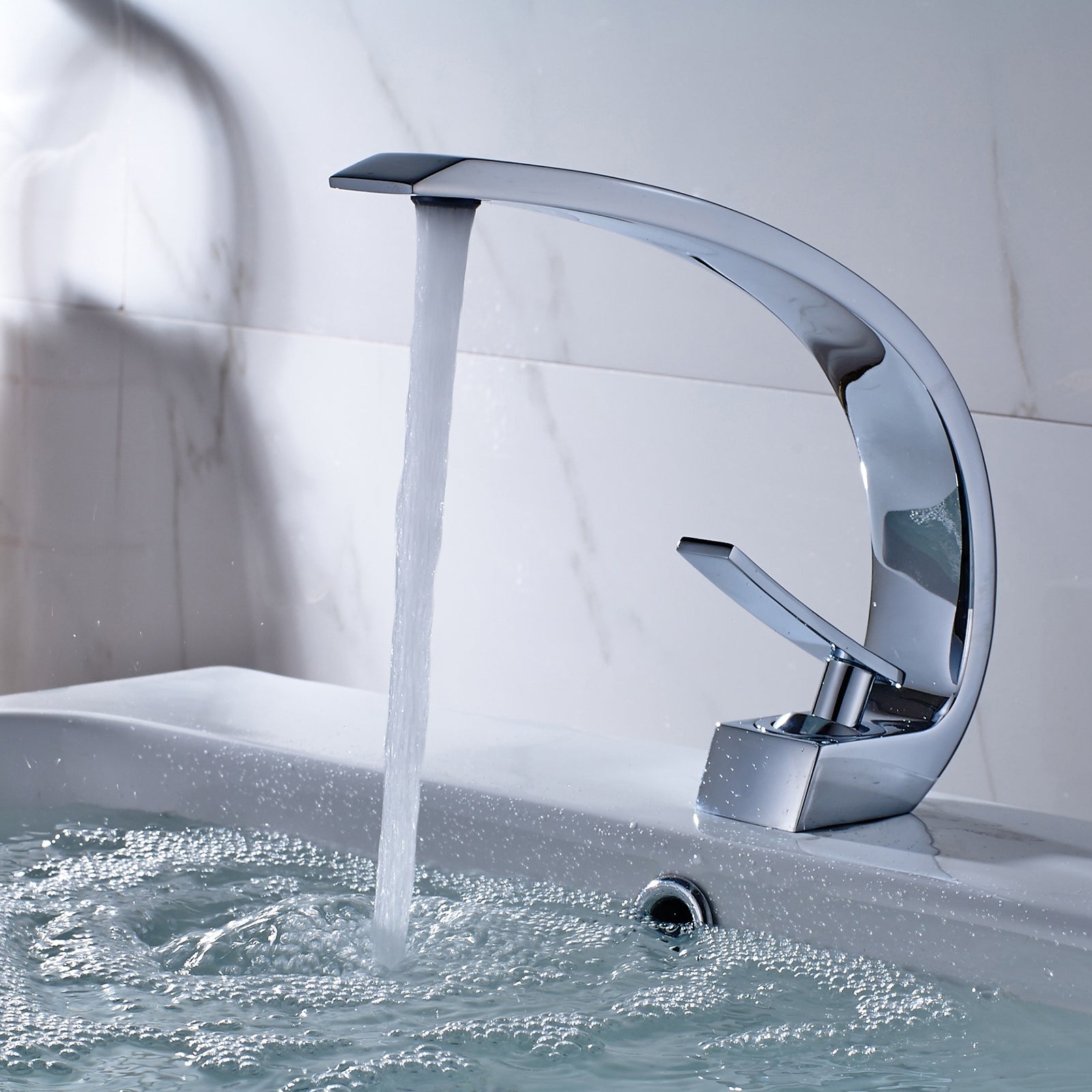 Chrome Single Handle Bathroom Sink Faucet Modern Vanity