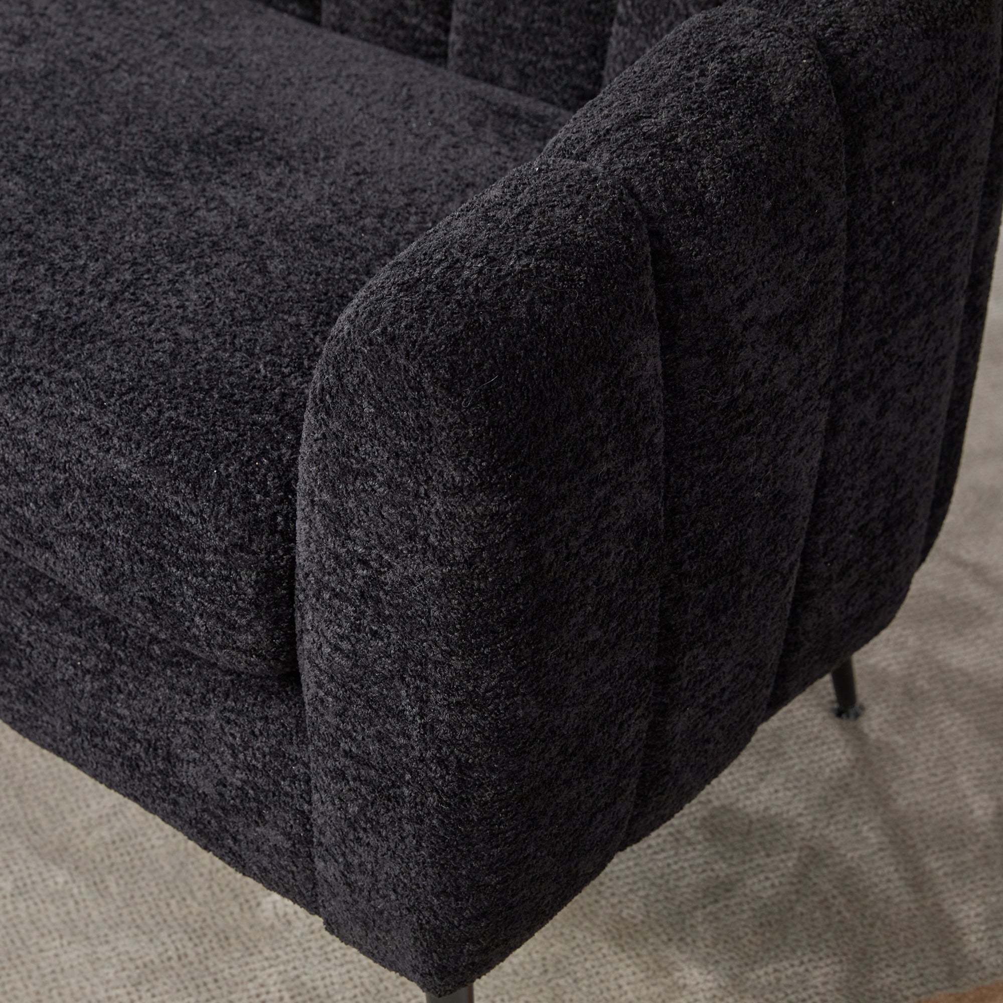 50" Upholstered Chenille Mini Loveseat, Channel Tufted 2-Seater