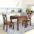 3-Piece Wood Drop Leaf Breakfast Nook Dining Table Set Walnut