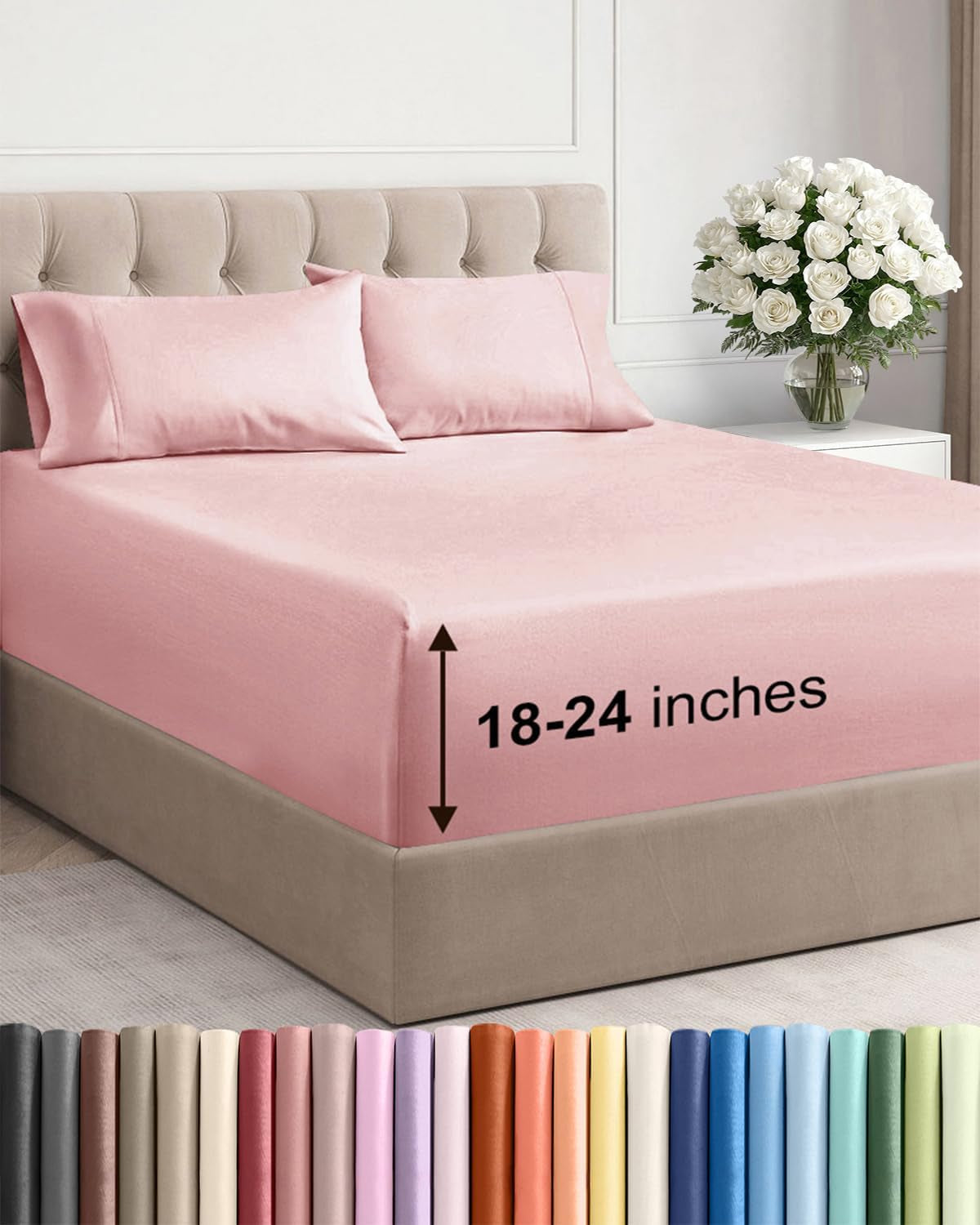 Extra Deep Pocket Sheet Set 4 Piece Breathable Soft Cooling Bedding Wrinkle Free