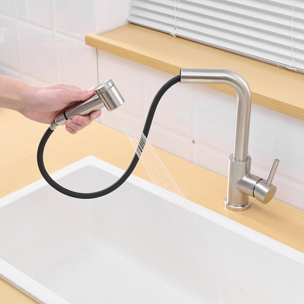 Black Kitchen Sink Faucet with Pull Out Sprayer