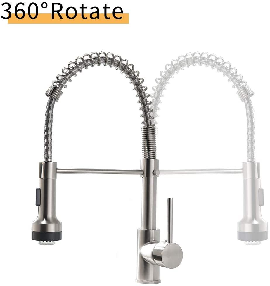 Commercial LED Pull Down Kitchen Faucet Single Handle Lever