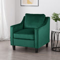 Club Chair Contemporary Velvet Green Birch Legs 31x34x34 In Tonal Piping