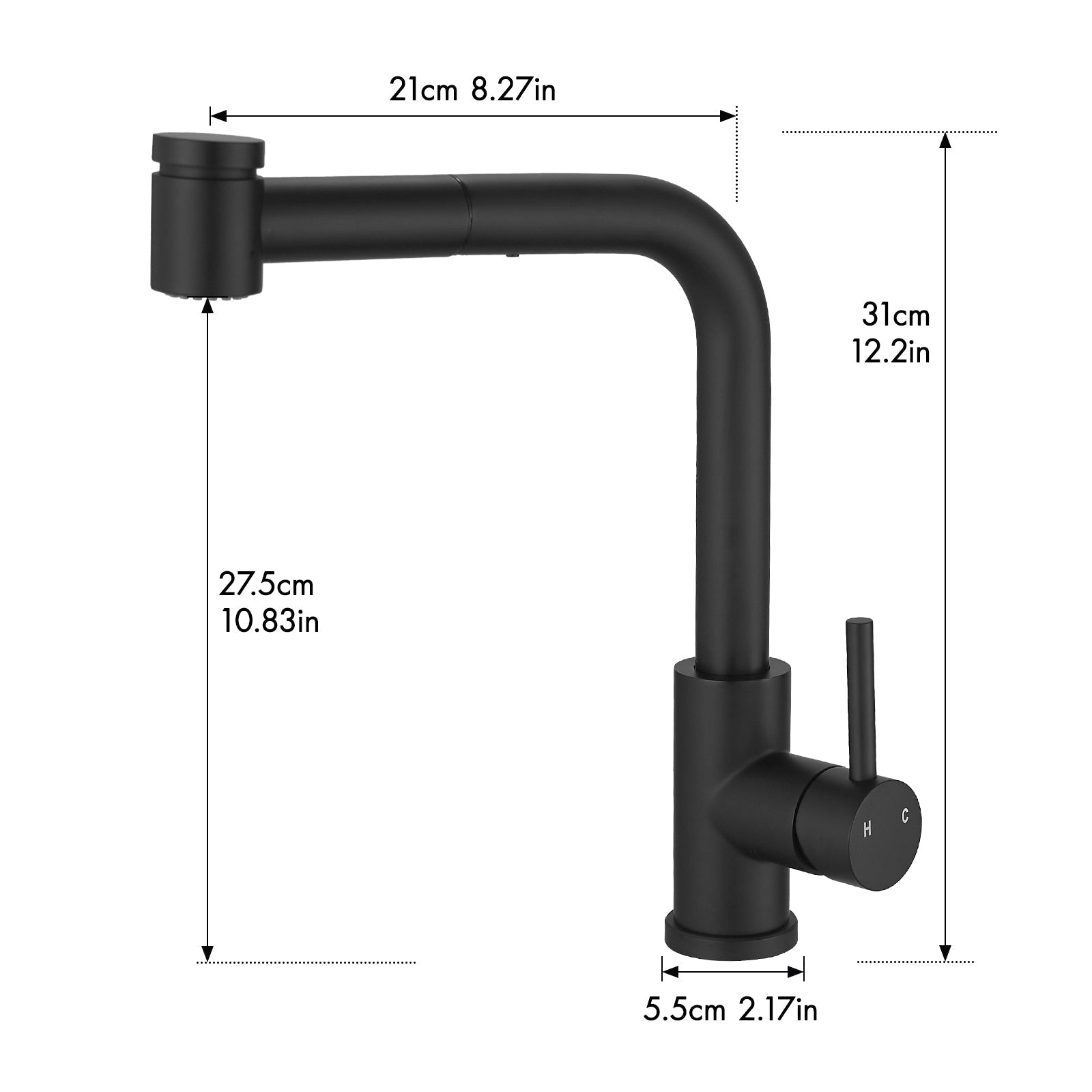 Black Kitchen Sink Faucet with Pull Out Sprayer