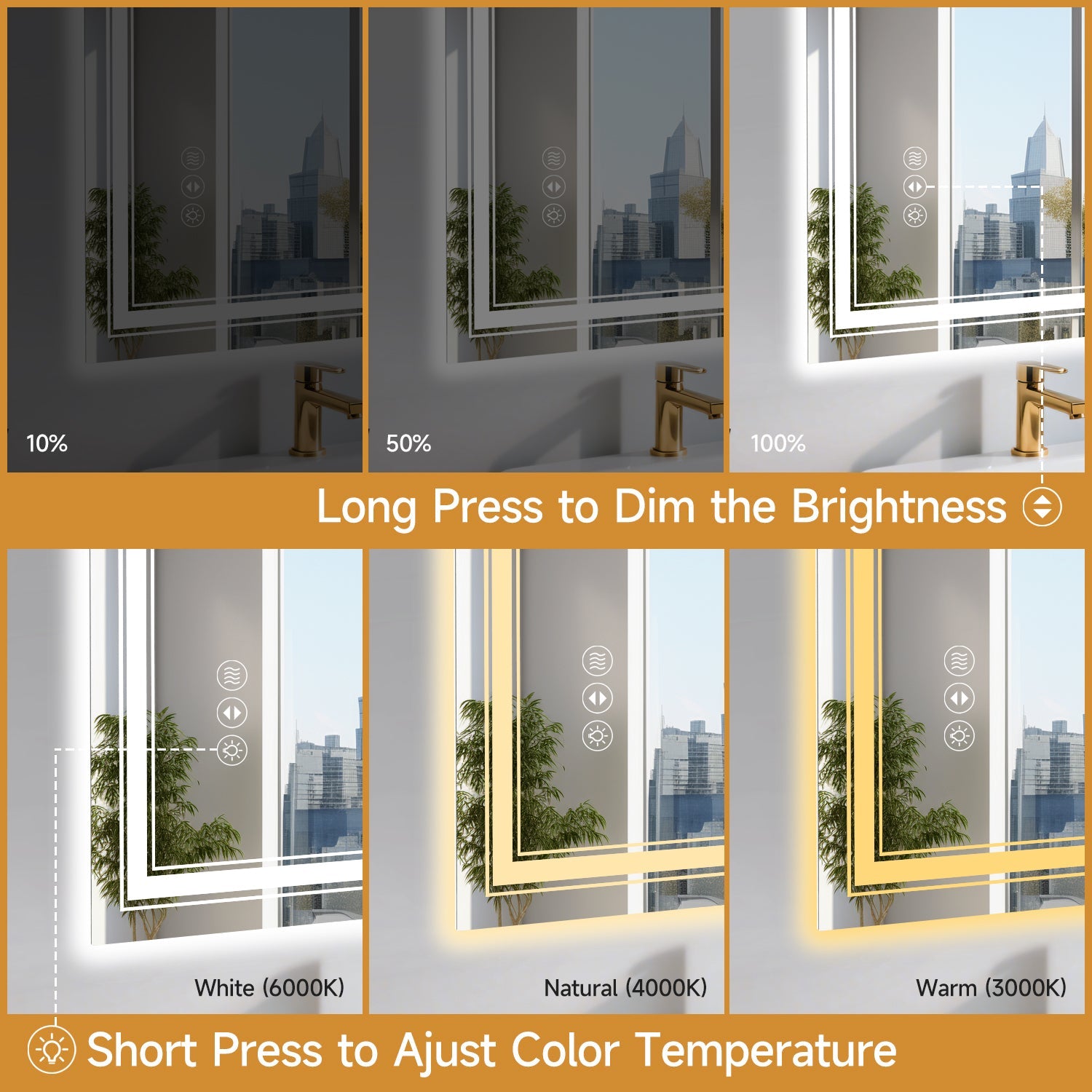 20x28 Inch Frameless Smart LED Bathroom Mirror