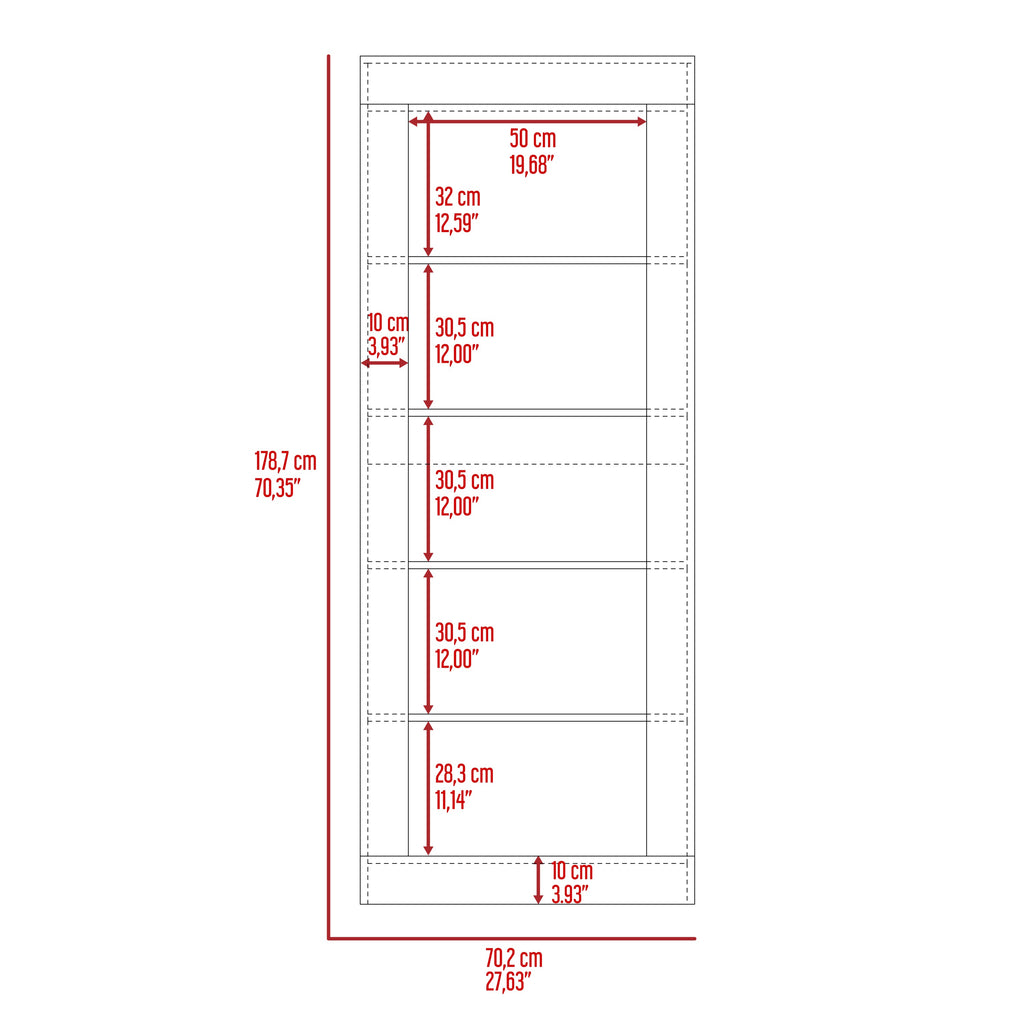 Andina Vertical Bookcase Five Shelves Black