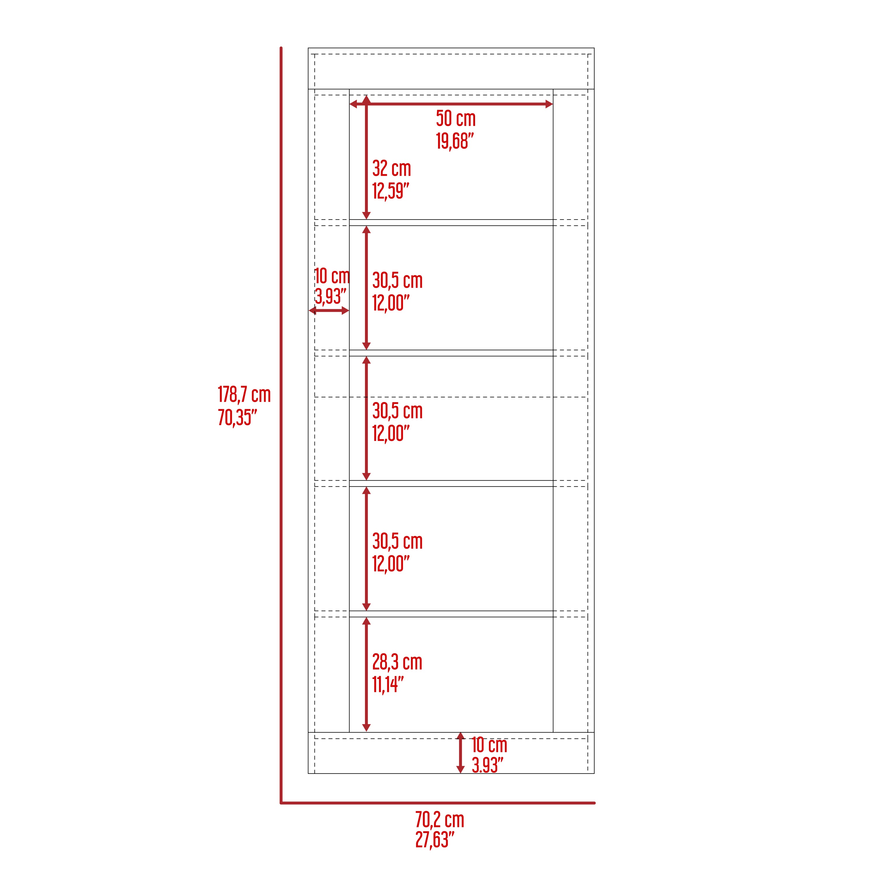 Andina Vertical Bookcase Five Shelves Black