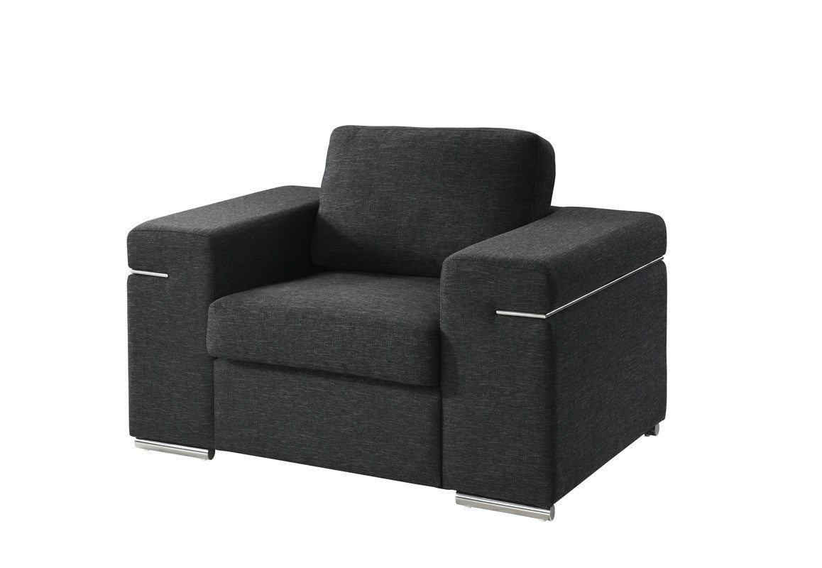 Giuliana Black Linen Fabric Arm Chair