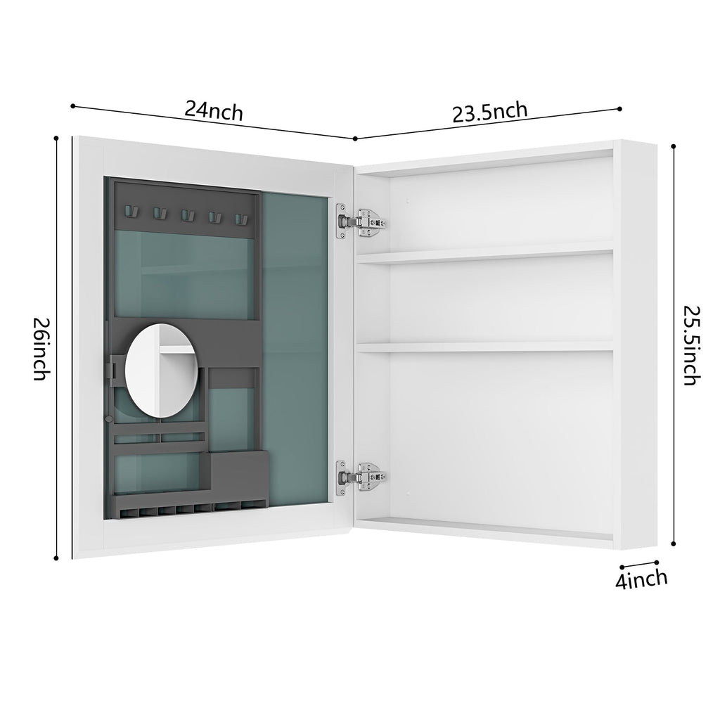 24" x 26" Frameless Beveled Mirror Medicine Cabinet Left Door