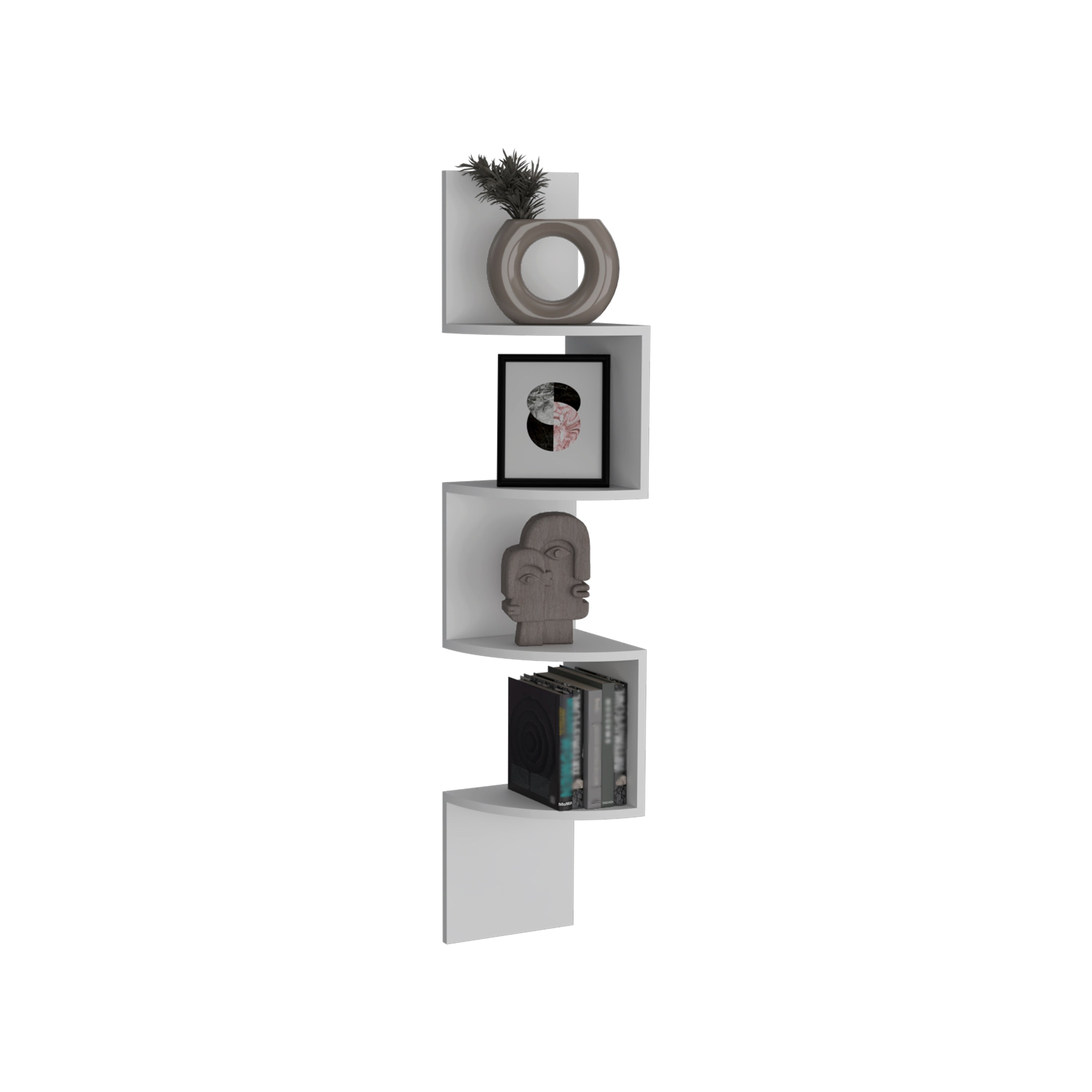 Modern Corner Shelf Full-Wall Design Multiple Shelving