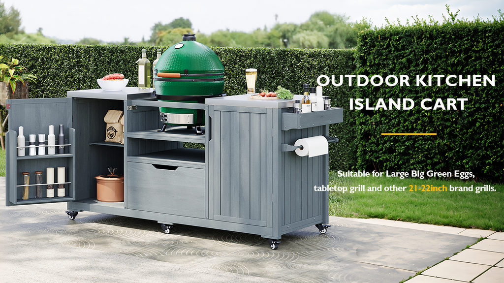 Outdoor Grill Island Cart 66.5" Stainless Steel Tabletop