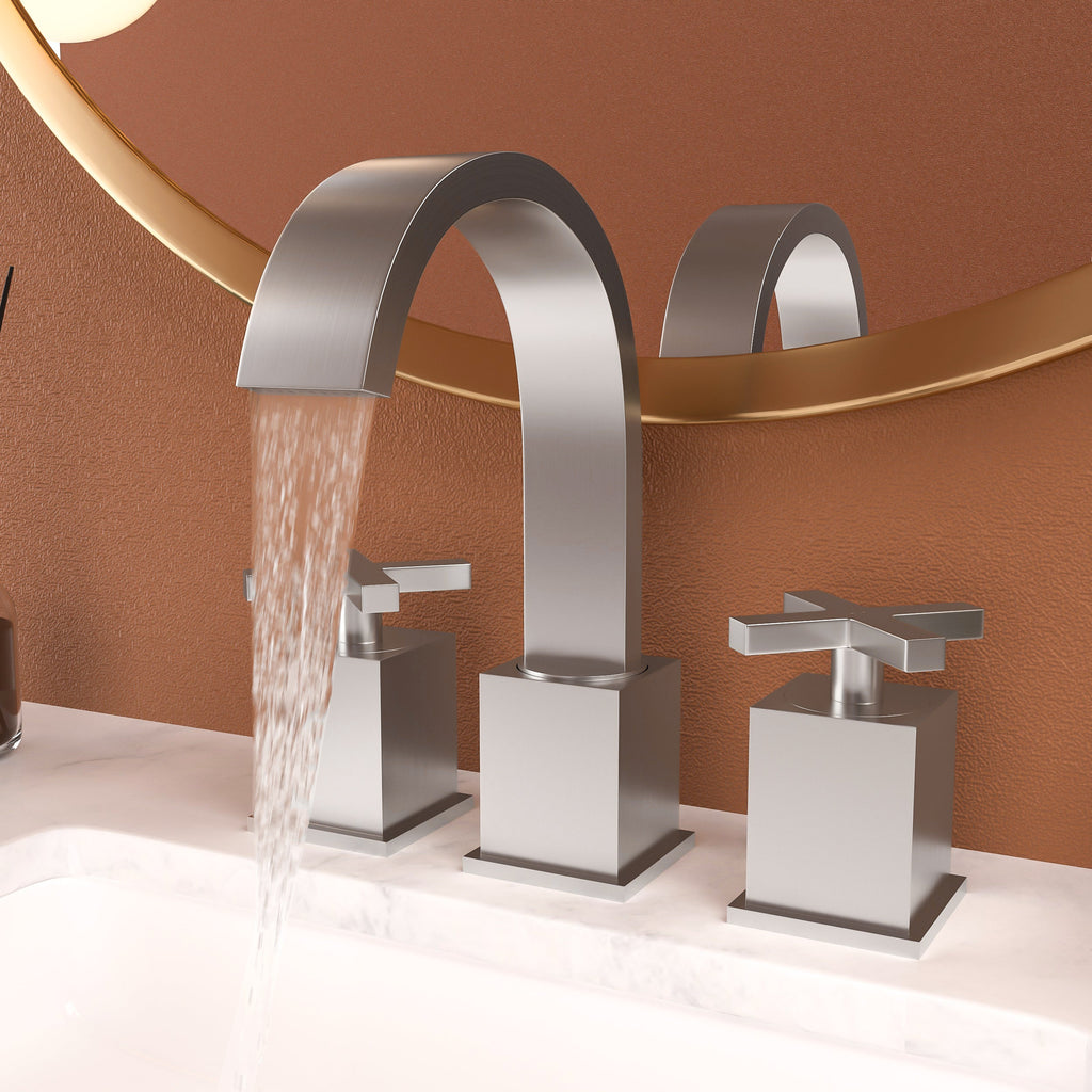 Matte Black 2 Handle Widespread Bathroom Faucet with Pop Up Drain