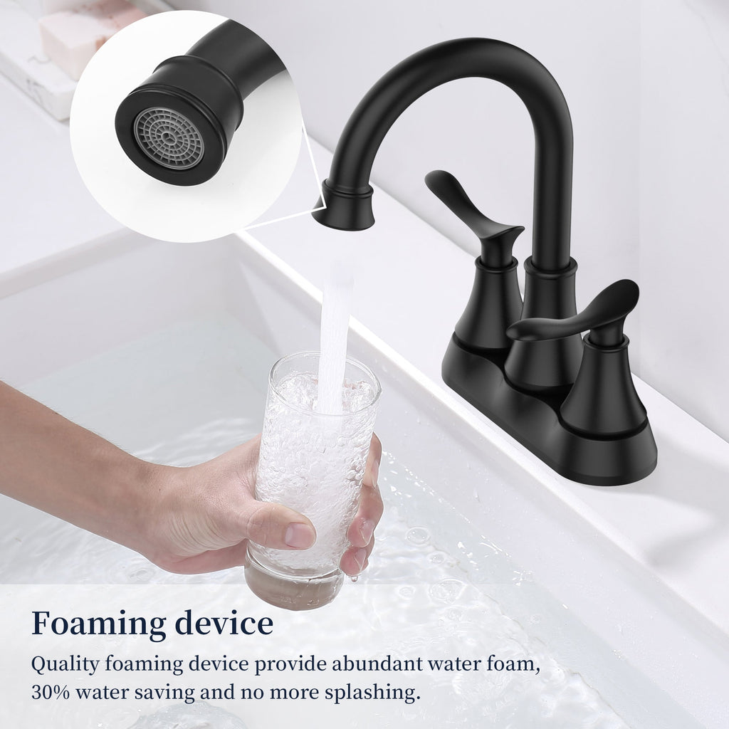 2-Handle 4-Inch Matte Black Bathroom Faucet with Popup Drain