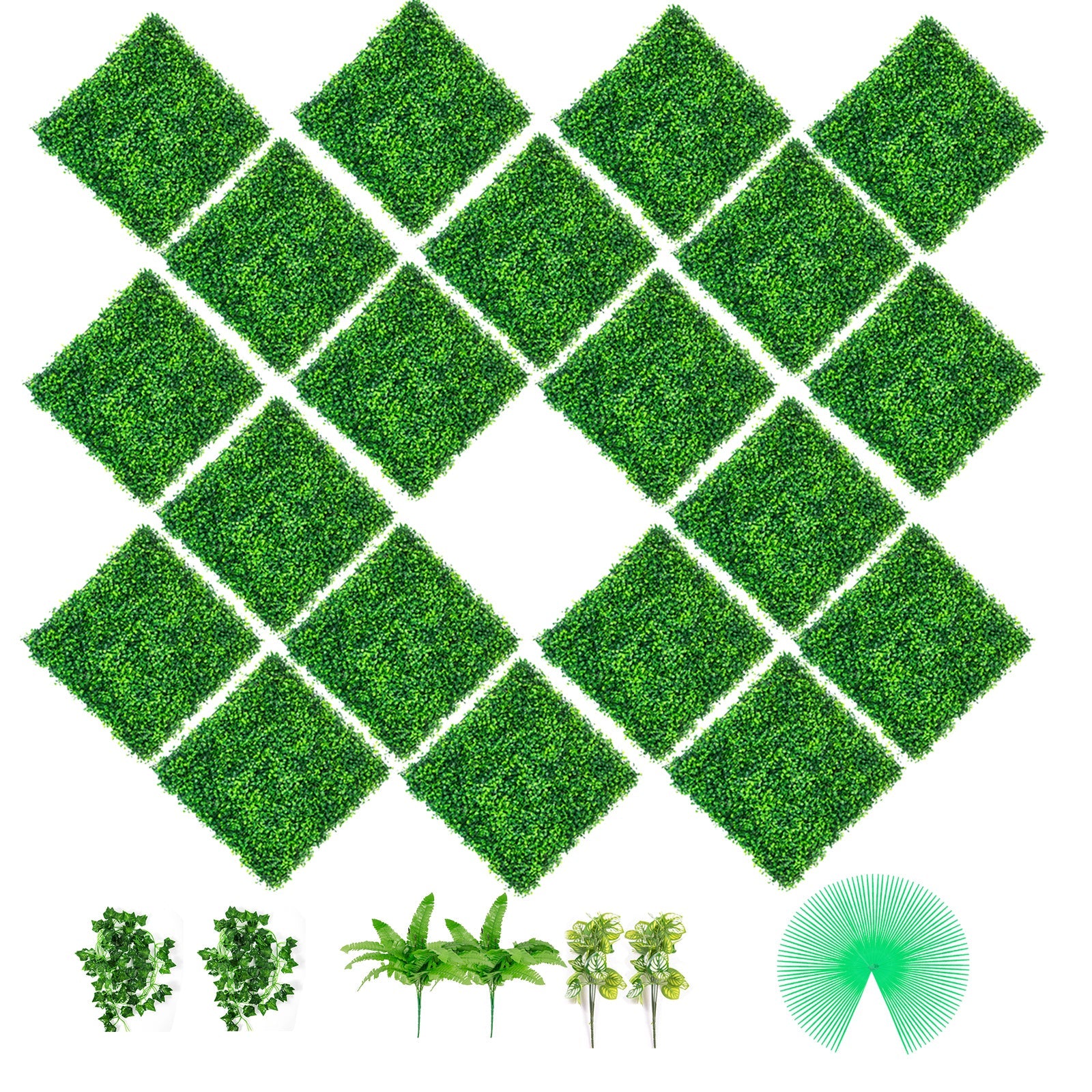 Artificial Boxwood Hedge Wall Panels 20 Pack 20"x20" Privacy