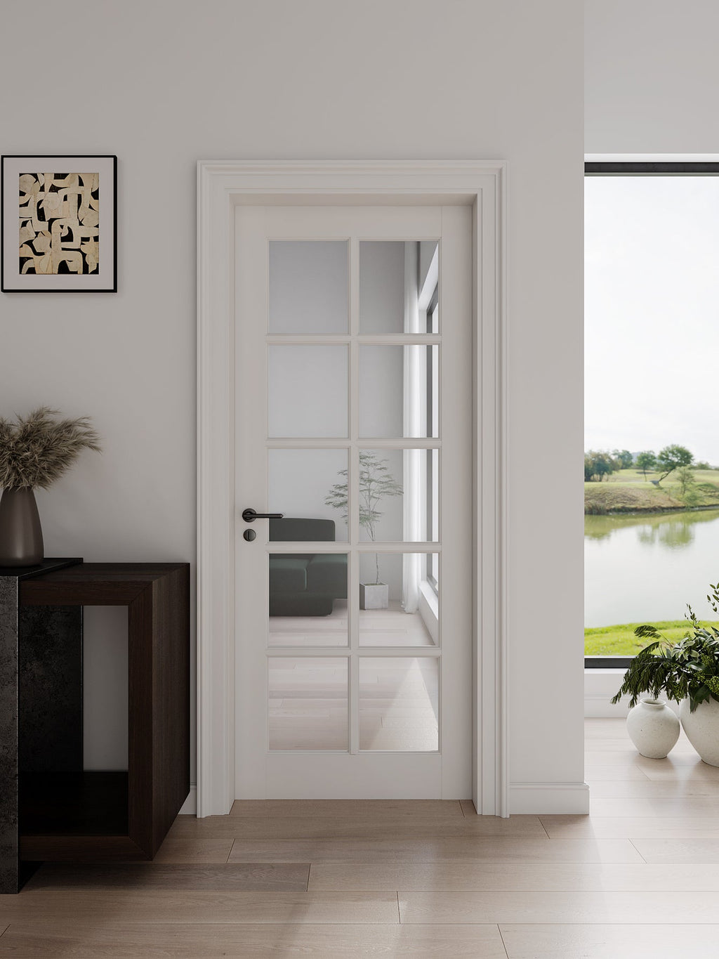 28' X 80'10-Lite Preassembled Clear Glass French Door, for Closet Pantry