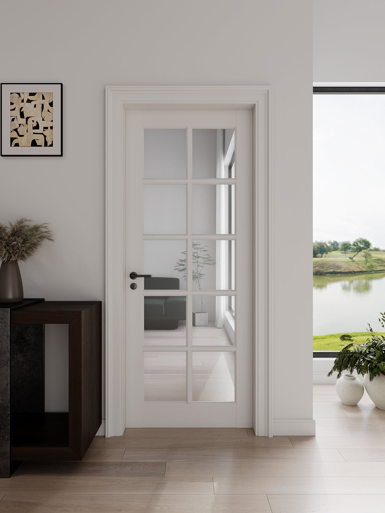 28' X 80'10-Lite Preassembled Clear Glass French Door, for Closet Pantry