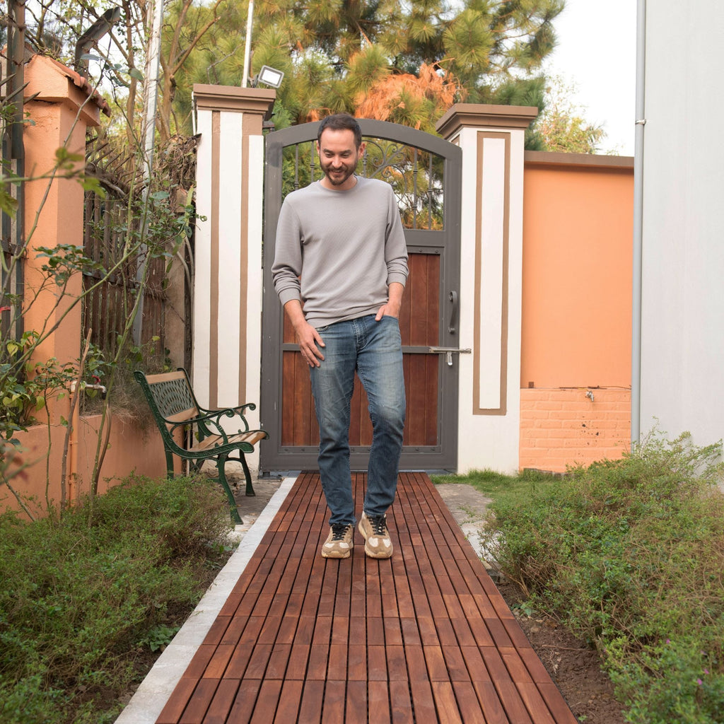 Acacia Hardwood Interlocking Deck Tiles 12" x 12" Patio