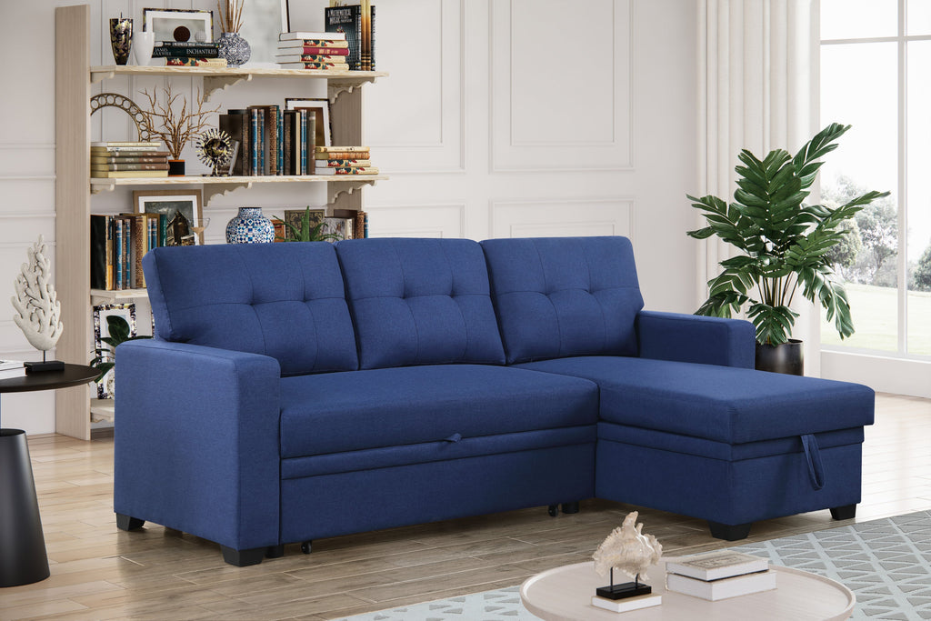 Convertible Upholstered Sectional Sofa with Pull-out Chaise