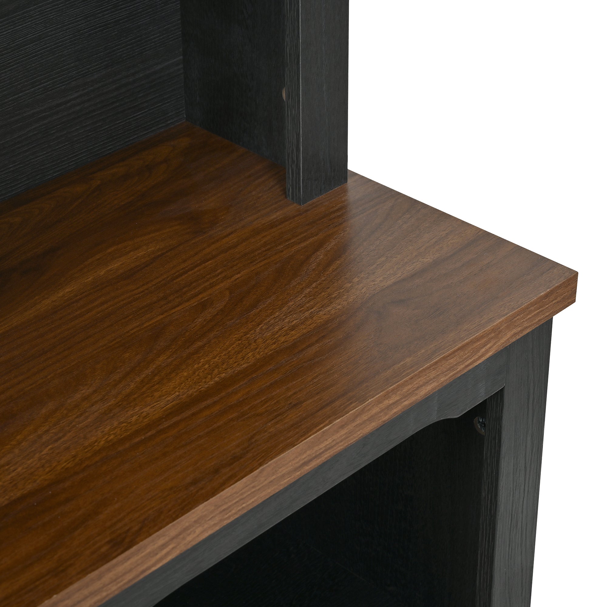TV Stand 3-Piece Set MDF Walnut Gray Curved Cabinets Fits 70 In TV 109 In