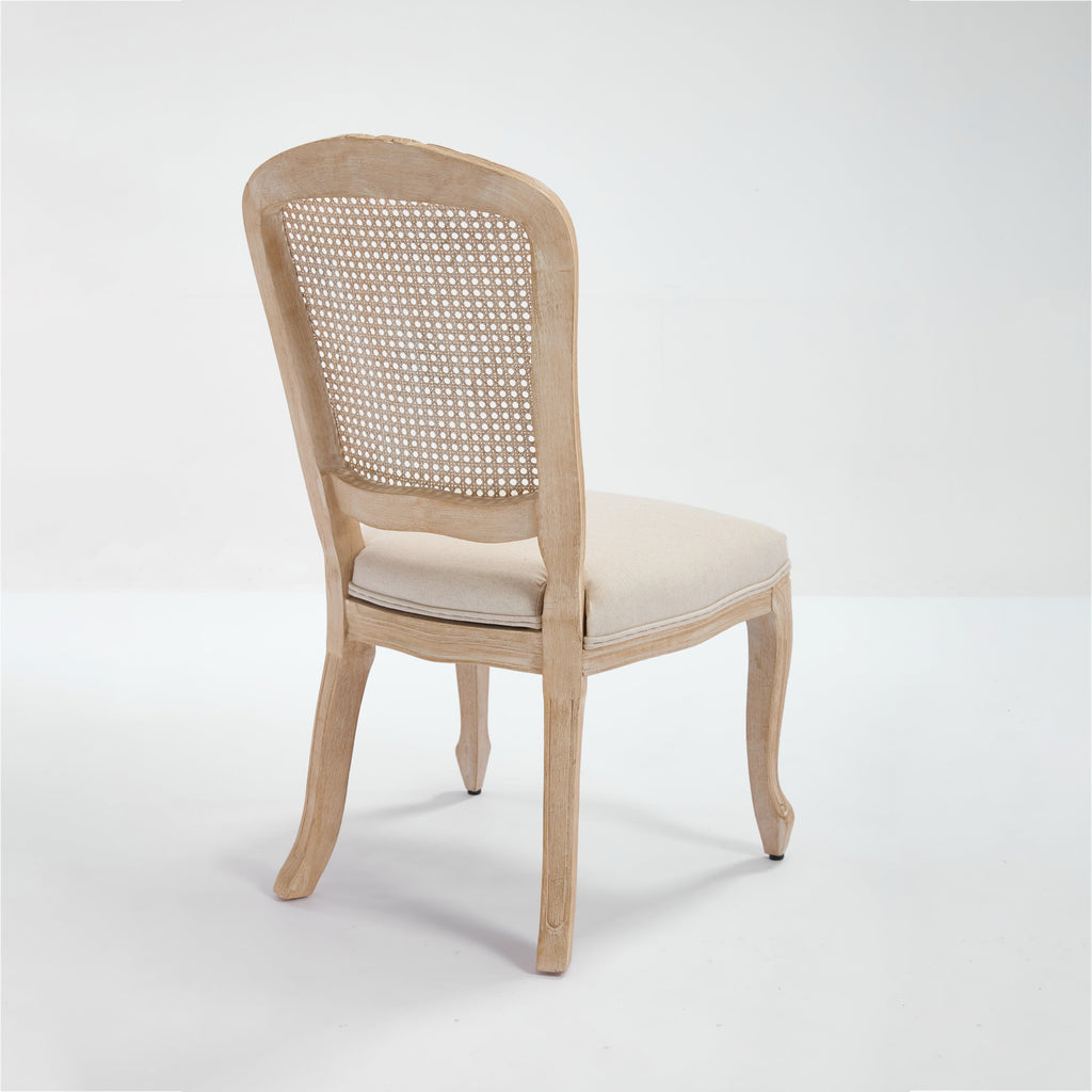 French Country Upholstered Dining Chairs Set of 2, Beige