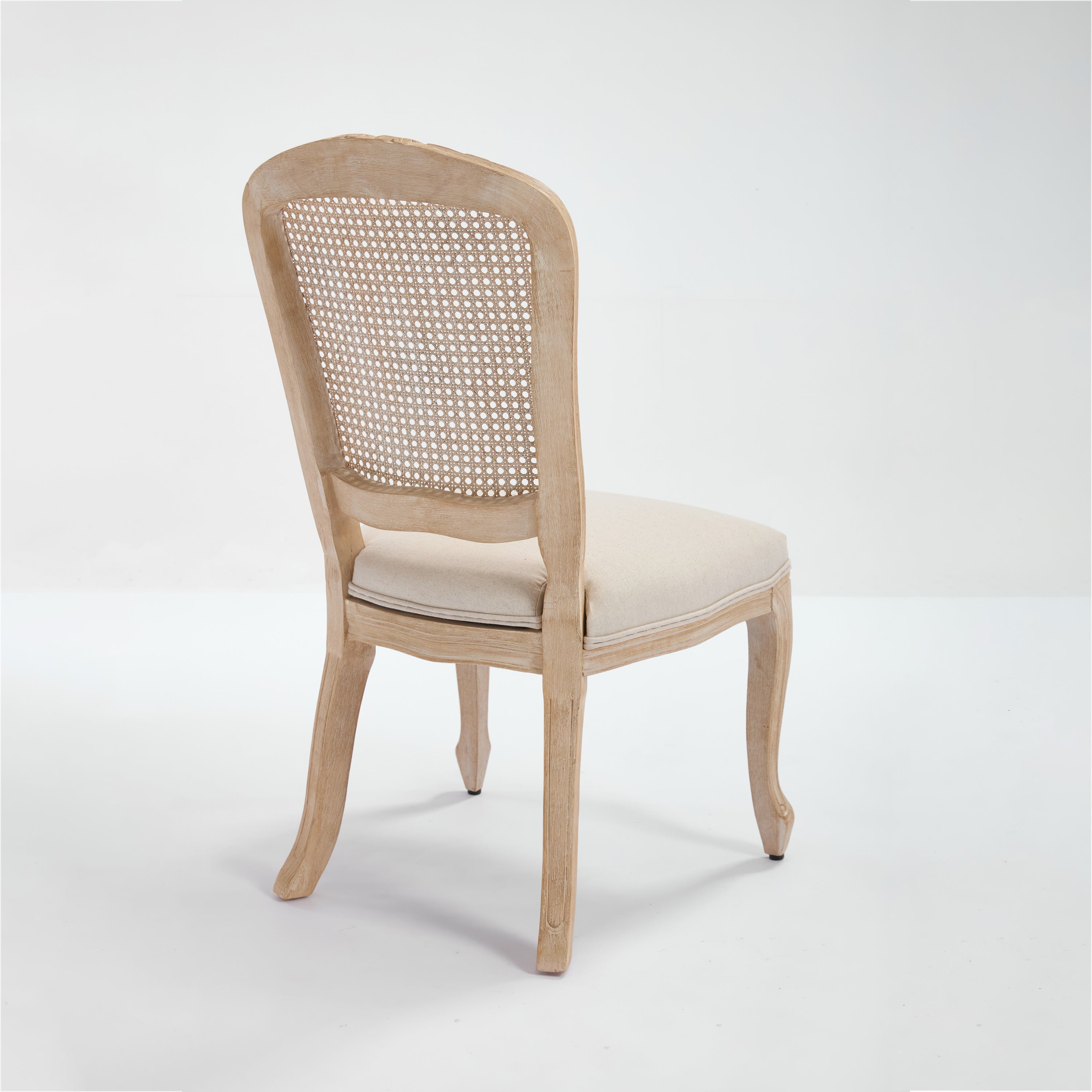 French Country Upholstered Dining Chairs Set of 2, Beige