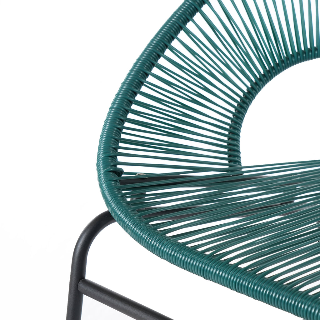 Green PE Rattan Outdoor Patio Wicker Loveseat with Iron Frame