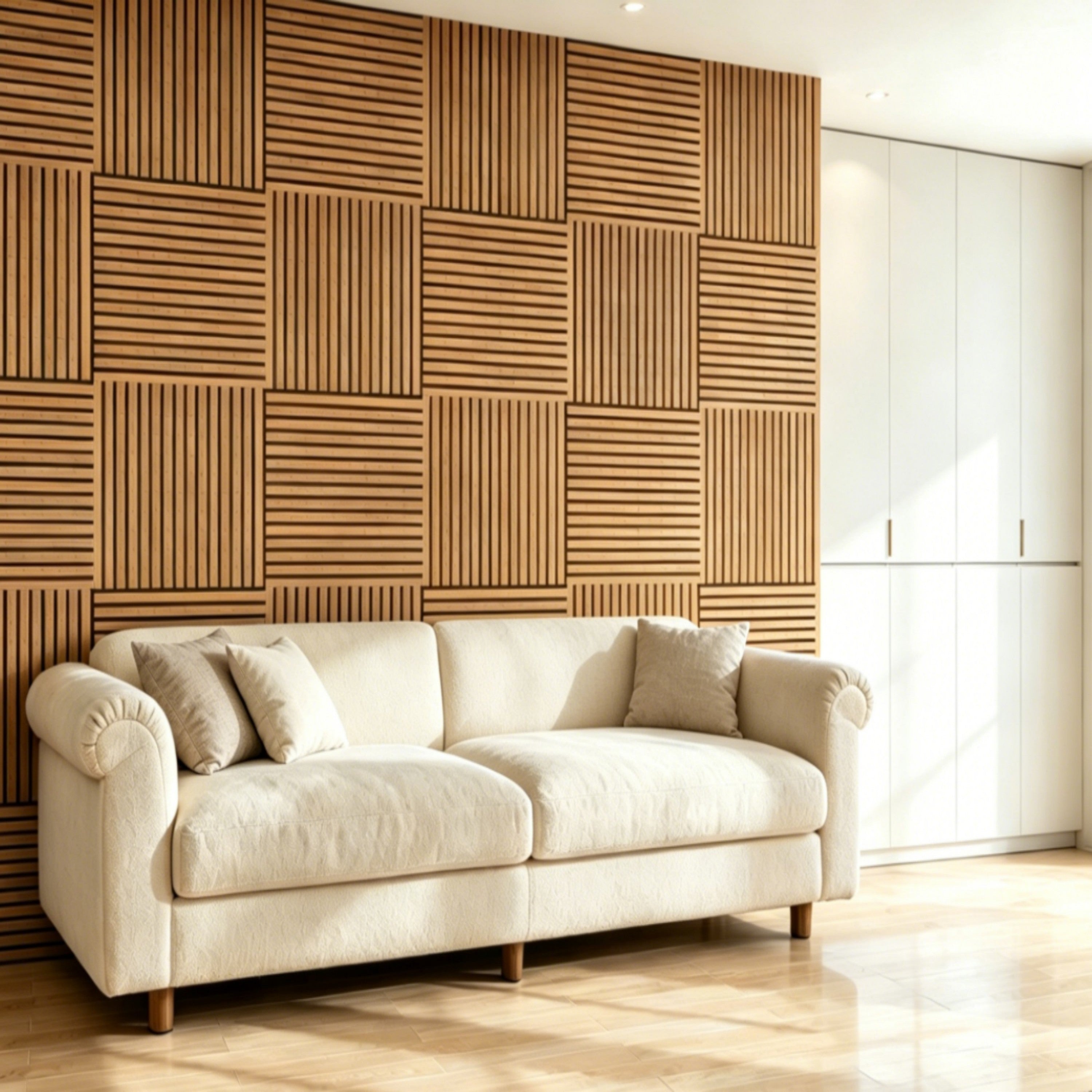 Walnut 3D Groove Acoustic Panels Sound-Absorbing 8 Pack