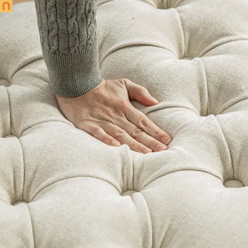 Storage Bench Tufted Chenille Beige Flip Top 60" 300 LB