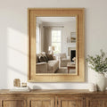24x36 Rattan Rectangle Wood Frame Mirror