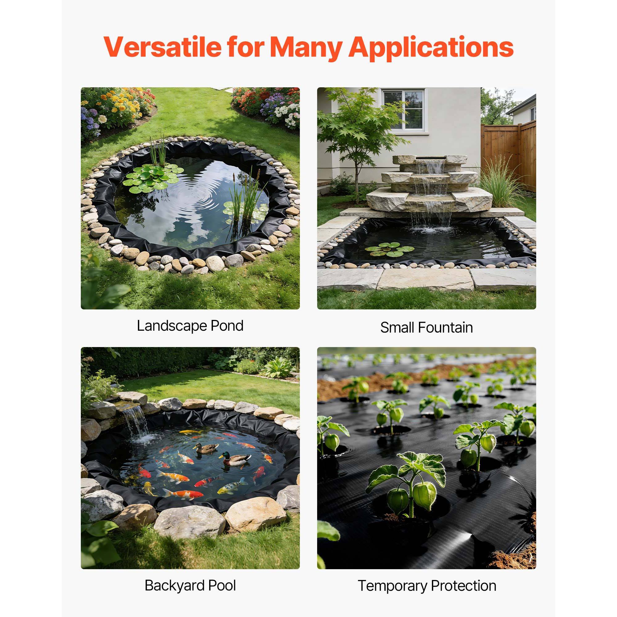 15x20 ft Pond Liner 14 Mil 3-Layer Reinforced PE Fish Koi
