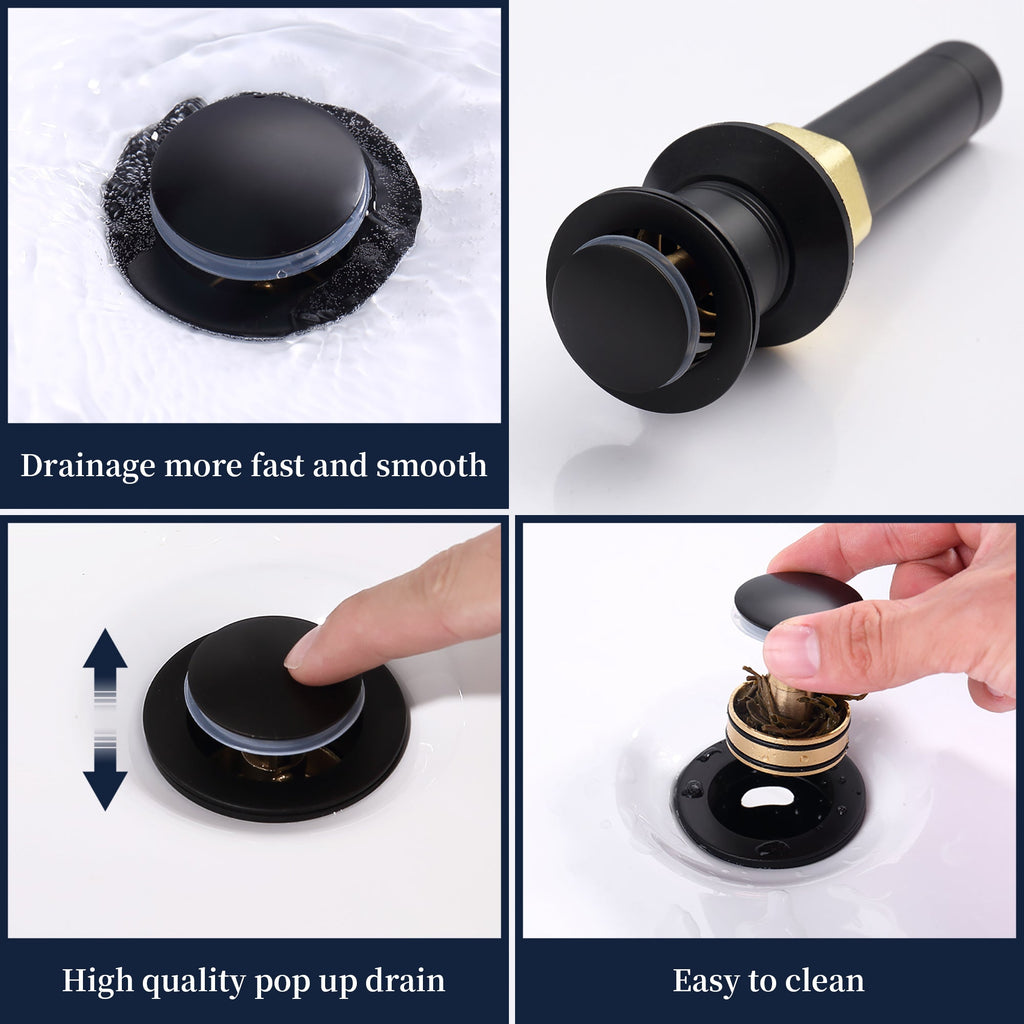 2-Handle 4-Inch Matte Black Bathroom Faucet with Popup Drain