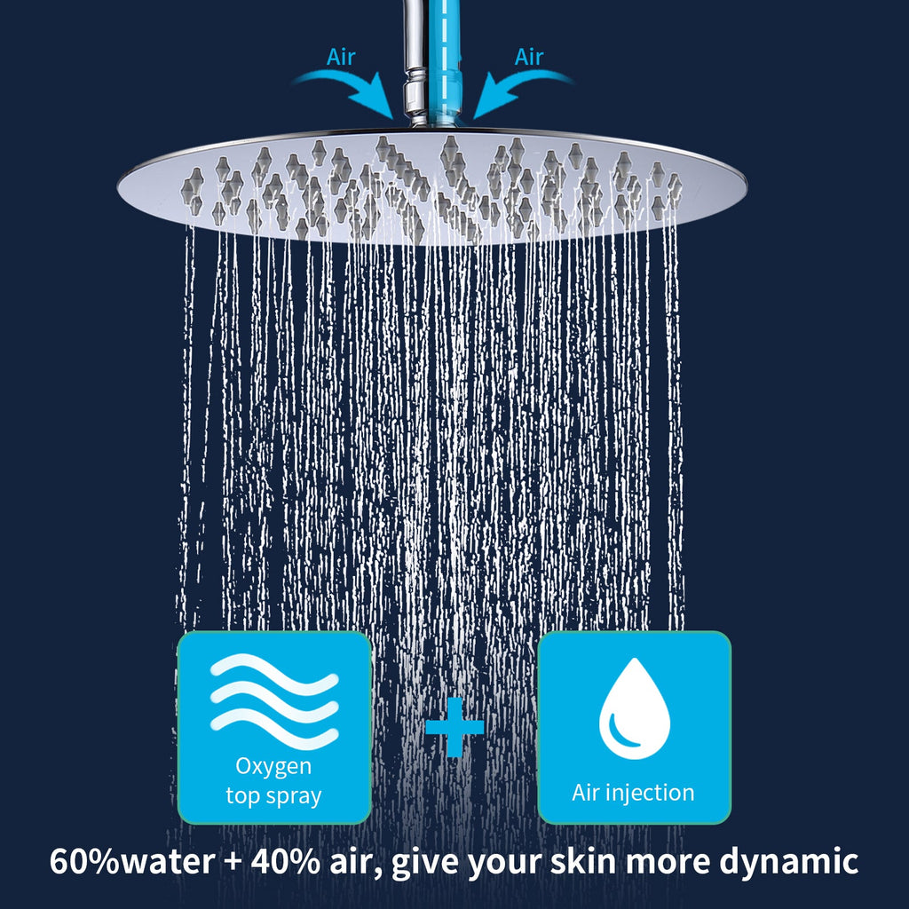Chrome Wall Mounted Rainfall Shower System with Handheld Faucet