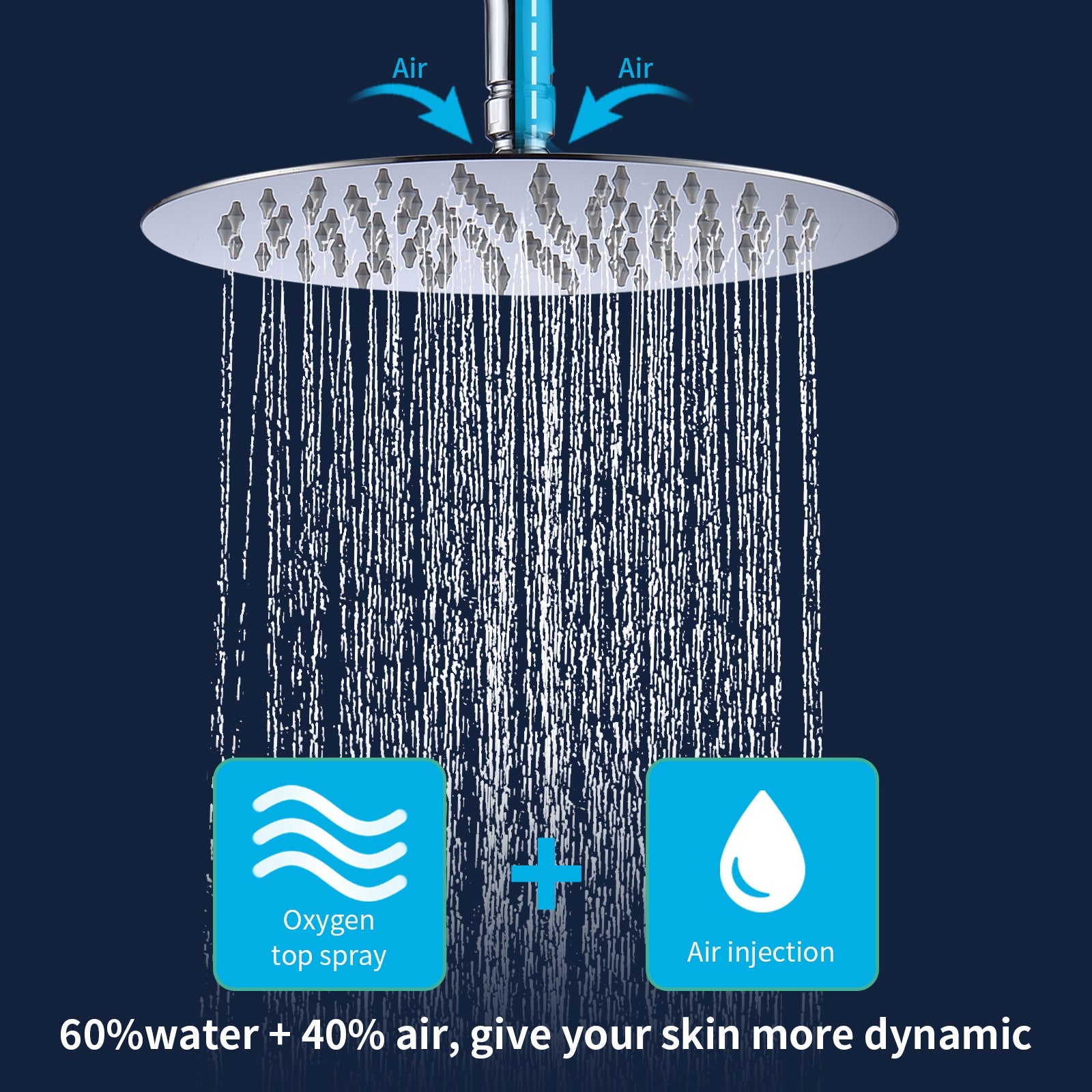 Chrome Wall Mounted Rainfall Shower System with Handheld Faucet