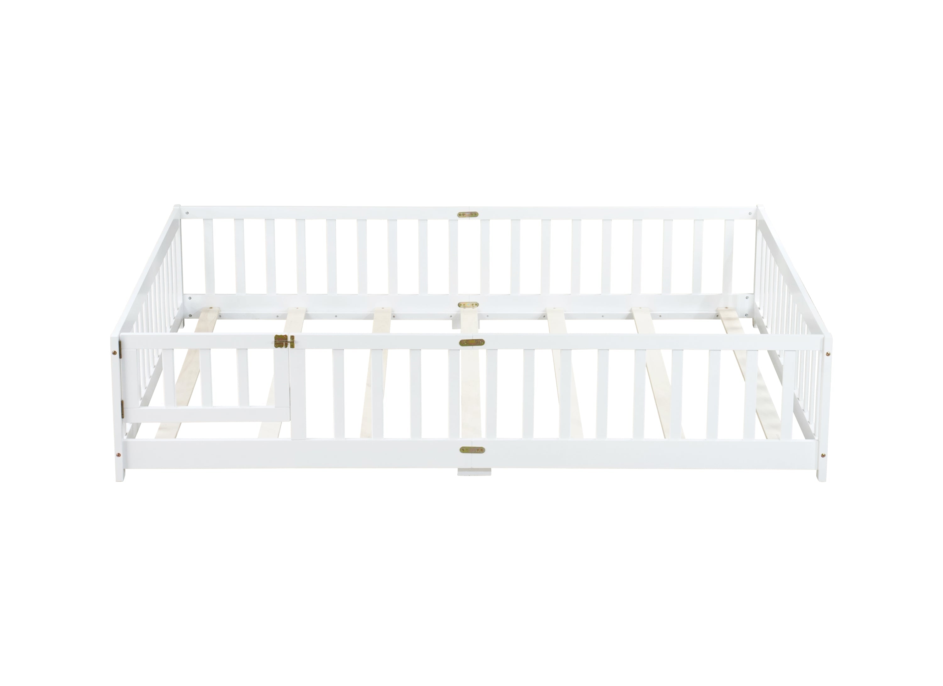 Queen Size Floor Bed with Safety Guardrails and Door