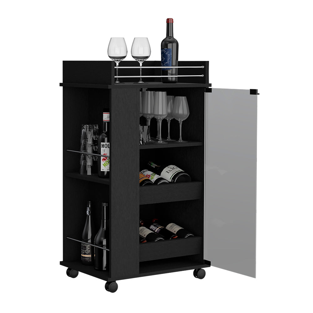 Baltimore Bar Cart with Glass Door and Shelves
