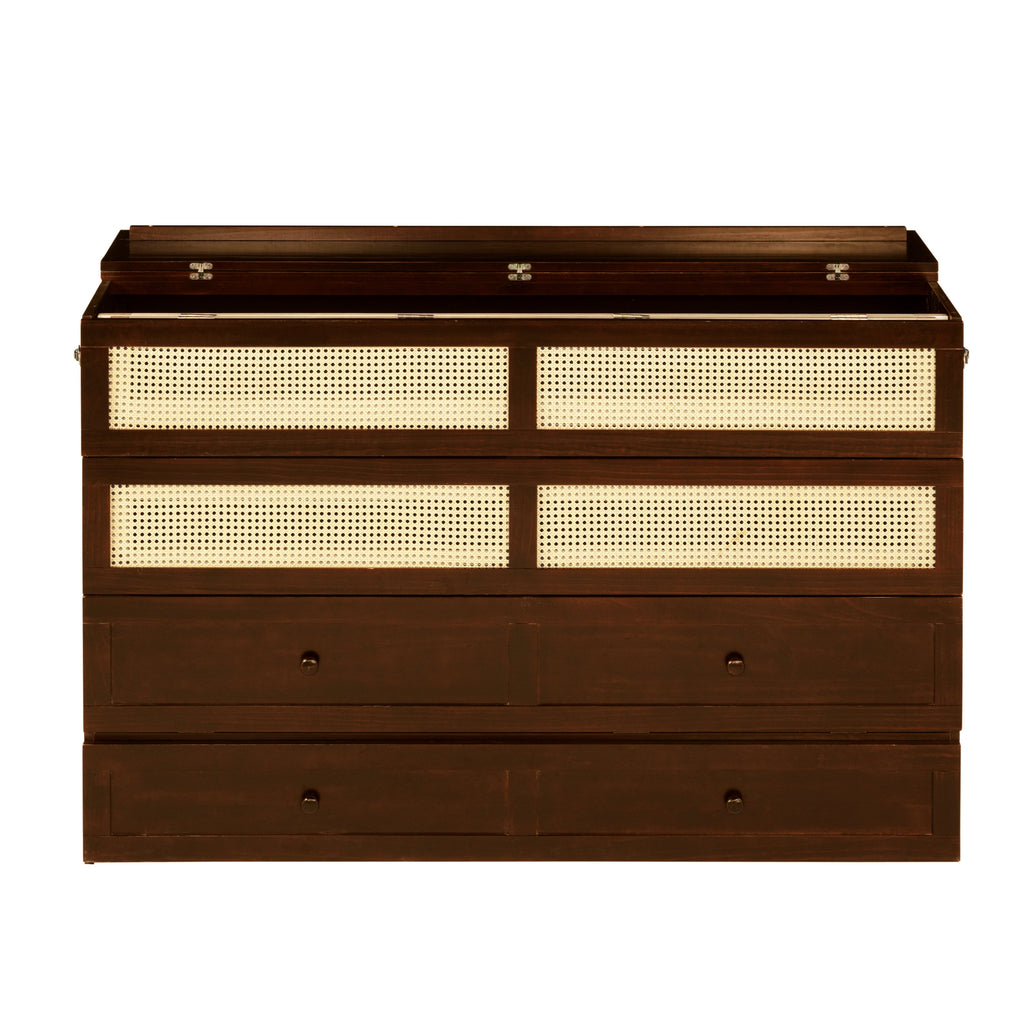 Queen Size Pine Wood Murphy Bed with Storage Drawer
