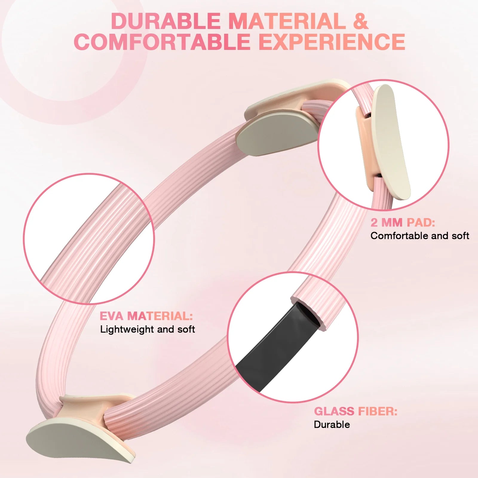 14" Pilates Ring Set Fitness Circle w/ Mini Ball Resistance Bands Workout