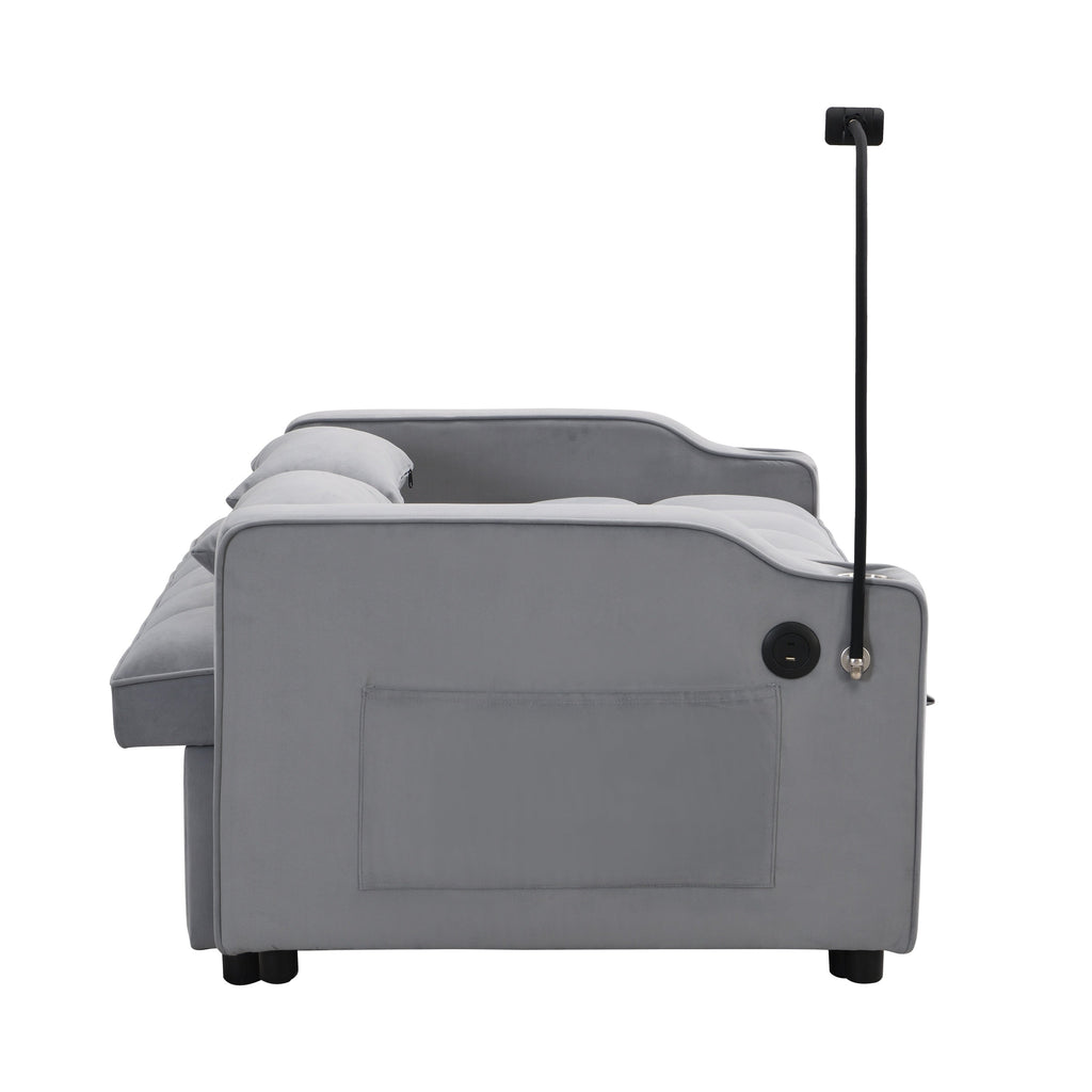 Modern Velvet Loveseat Futon Sofa Bed with Reclining Back